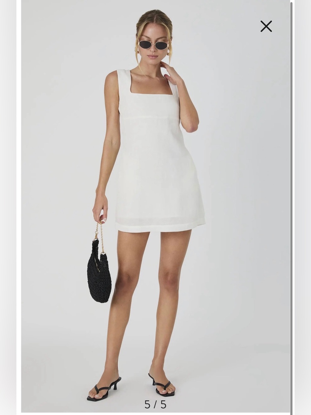 French Connection Birdie Square Neck Minidress, White, size 4 - Picture 5 of 12